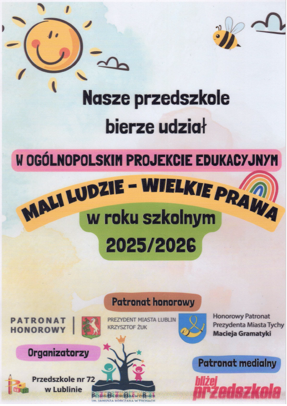 Potwierdzenie udziału w ogólnopolskim projekcie edukacyjnym "Mali ludzie - wielkie prawa"