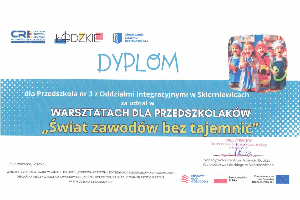 Podziękowania za udział w warsztatach