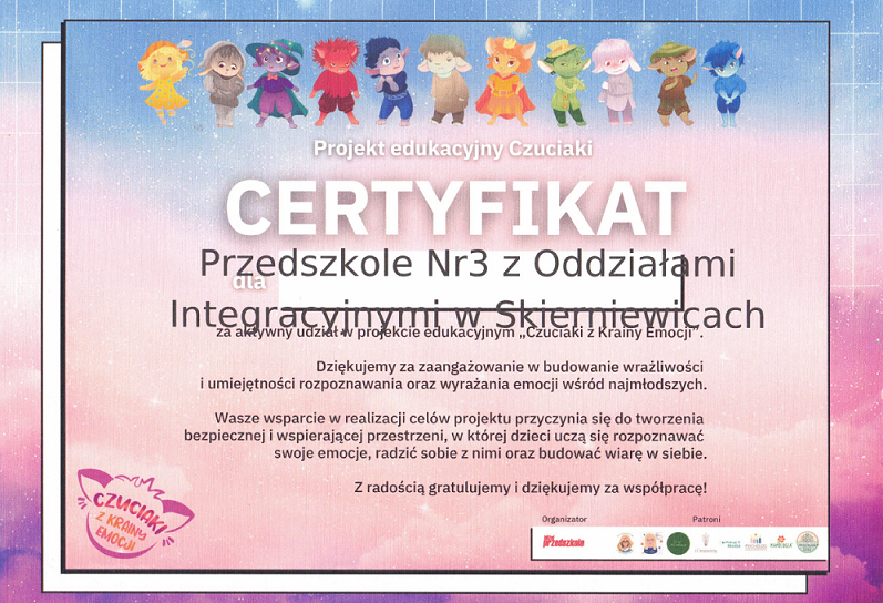 Certyfikat projektu edukacyjnego