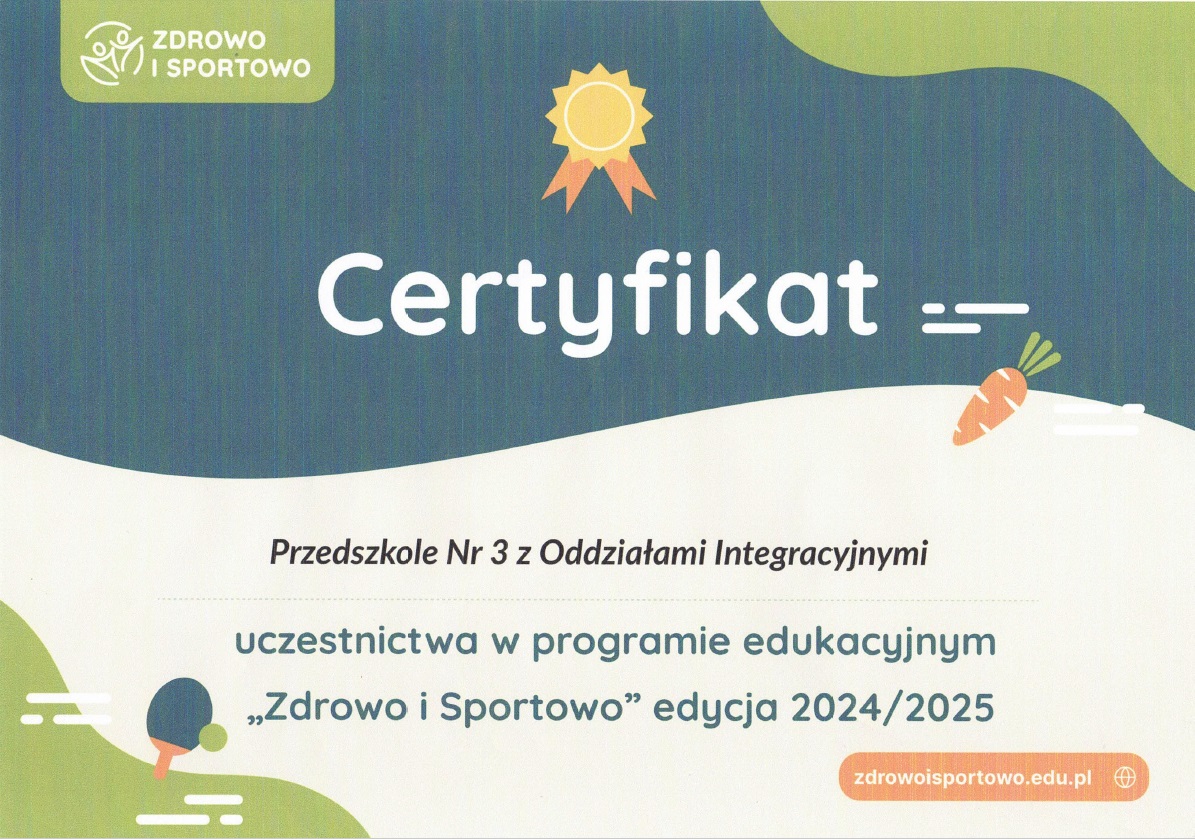 Certyfikat "Zdrowo i sportowo" edycja 2024/2025
