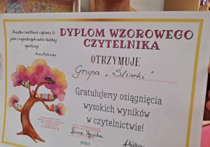 Dyplom dla wzorowych czytelników z grupy Śliwki